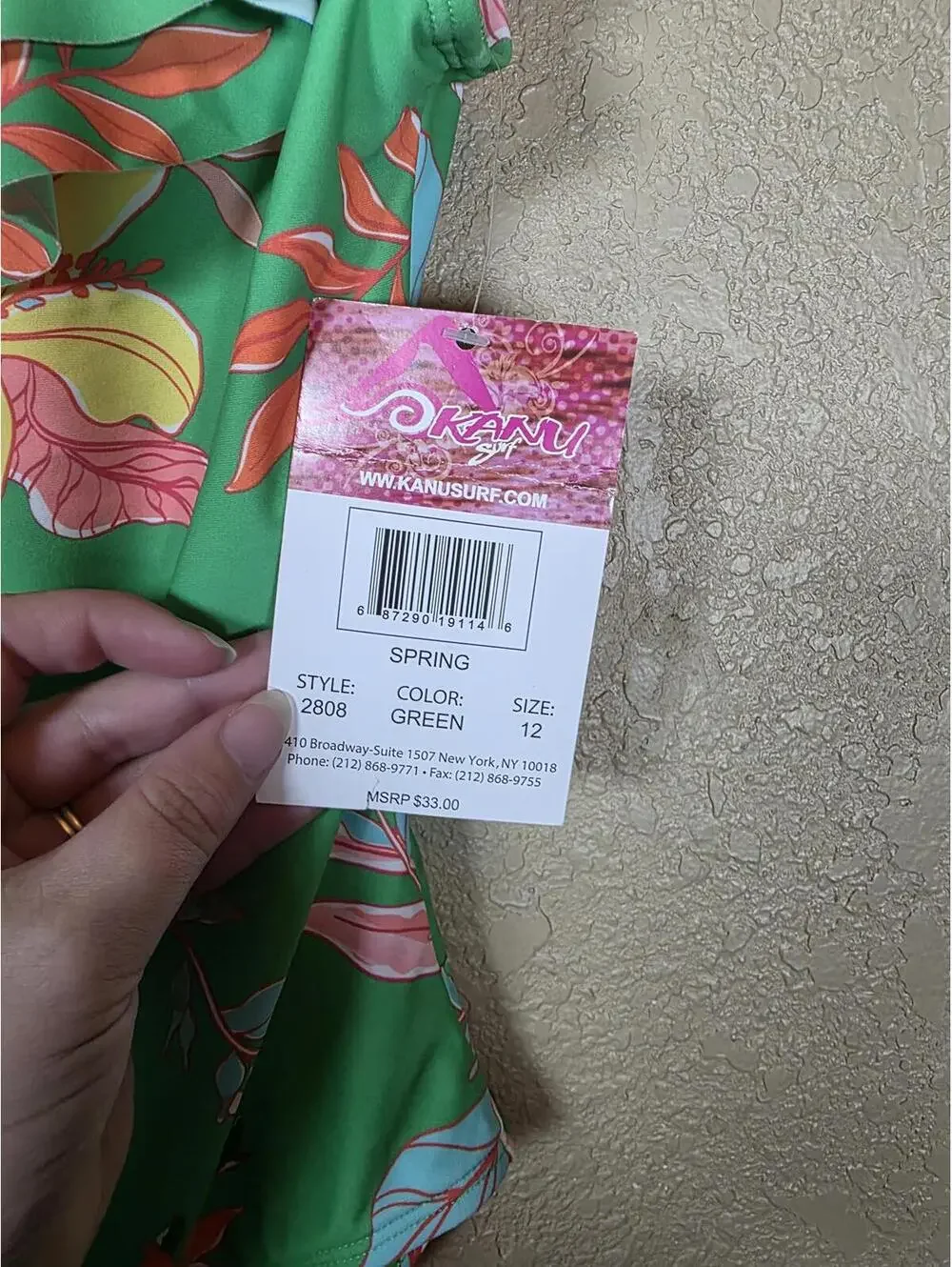 Kanu Surf Girls Floral Ruffle One Shoulder Swimsuit Spring Green Size 12